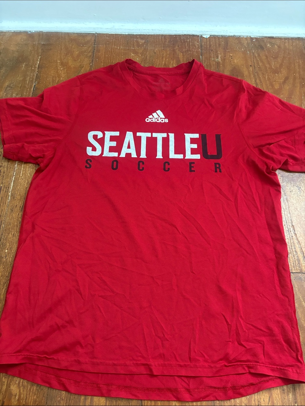 adidas Red Seattle U Soccer Short Sleeve Tee
